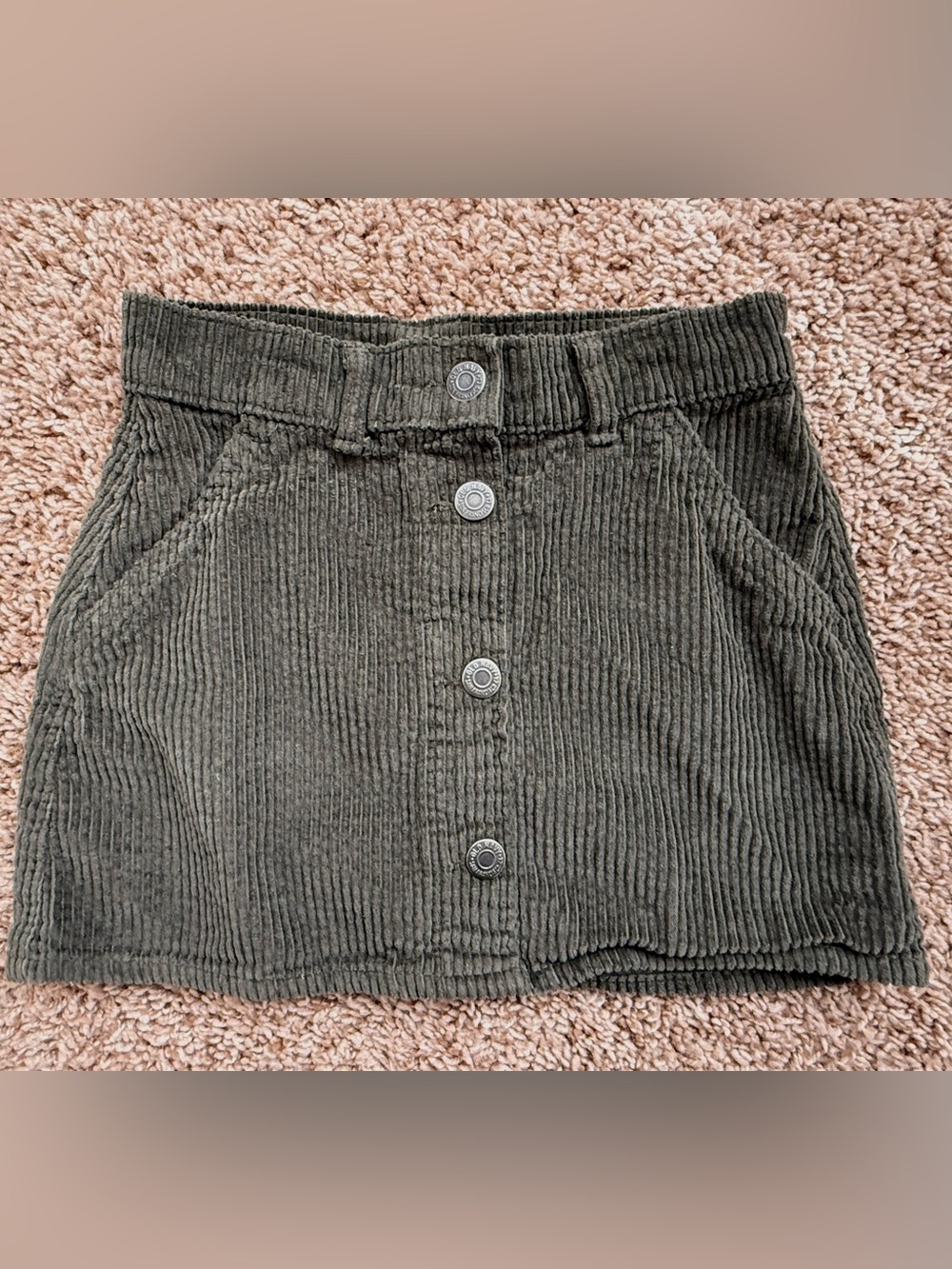 Old Navy Girls Gray Corduroy Button Skirt 6/7